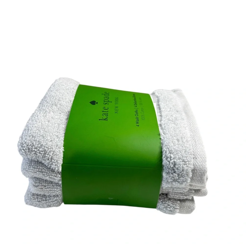 NEW Kate Spade PLATINUM WASH CLOTHS SET/4